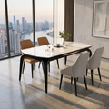 ANJU White Dining Table Set with 6 Chairs for Dining Room