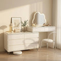 ANJU Cream Dressing Table with Mirror and Storage Drawers