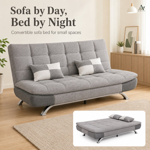ANJU Convertible Sofa Bed with 2 Pillows for Small Singapore Homes