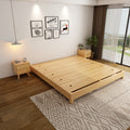 ANJU Oak Dovetail Joint Platform Bed, Low Japanese Bed Frame with Solid Oak Board, Super Single to King