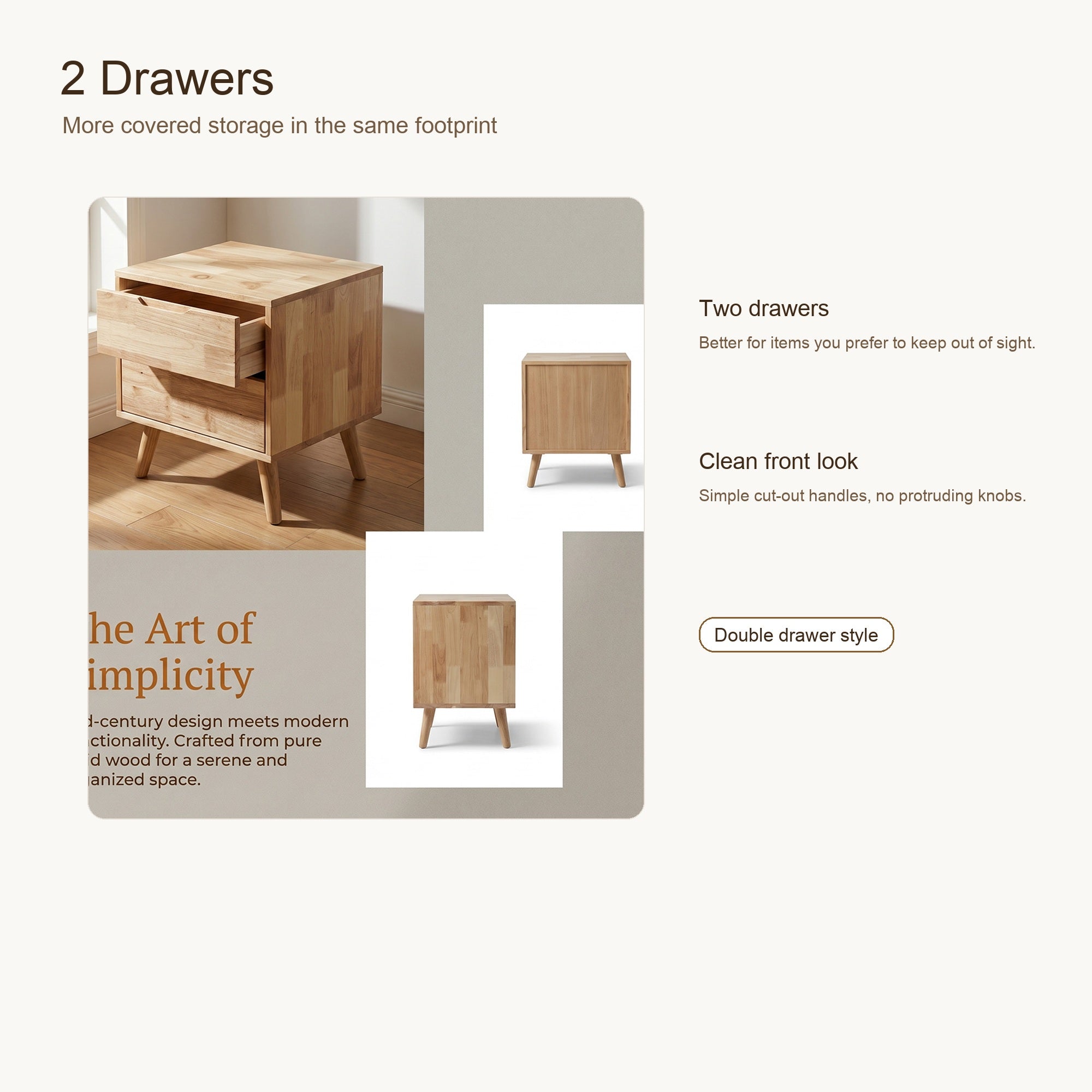 ANJU Solid Wood Bedside Table with Drawer for Bedroom and Sofa Side