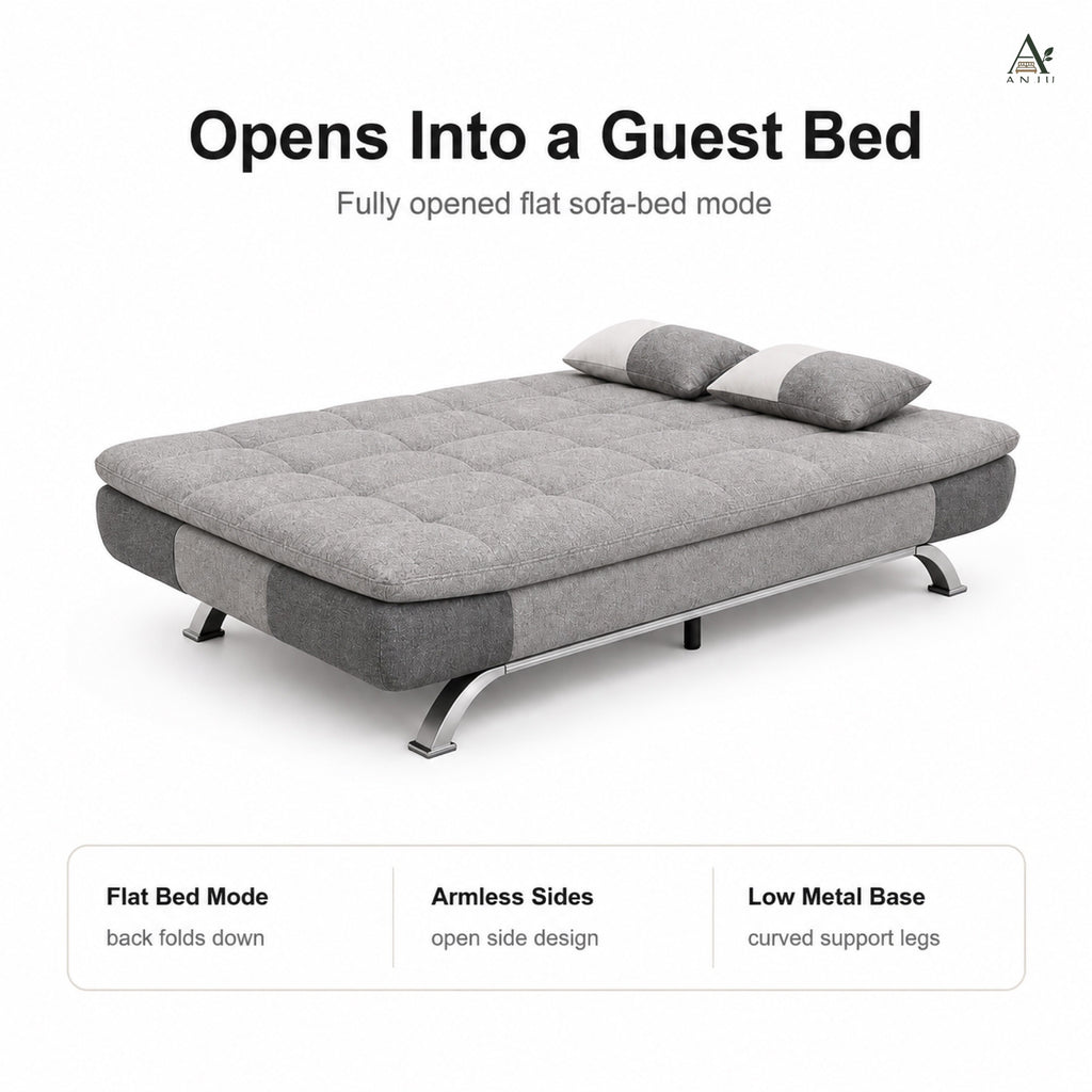 ANJU Convertible Sofa Bed with 2 Pillows for Small Singapore Homes