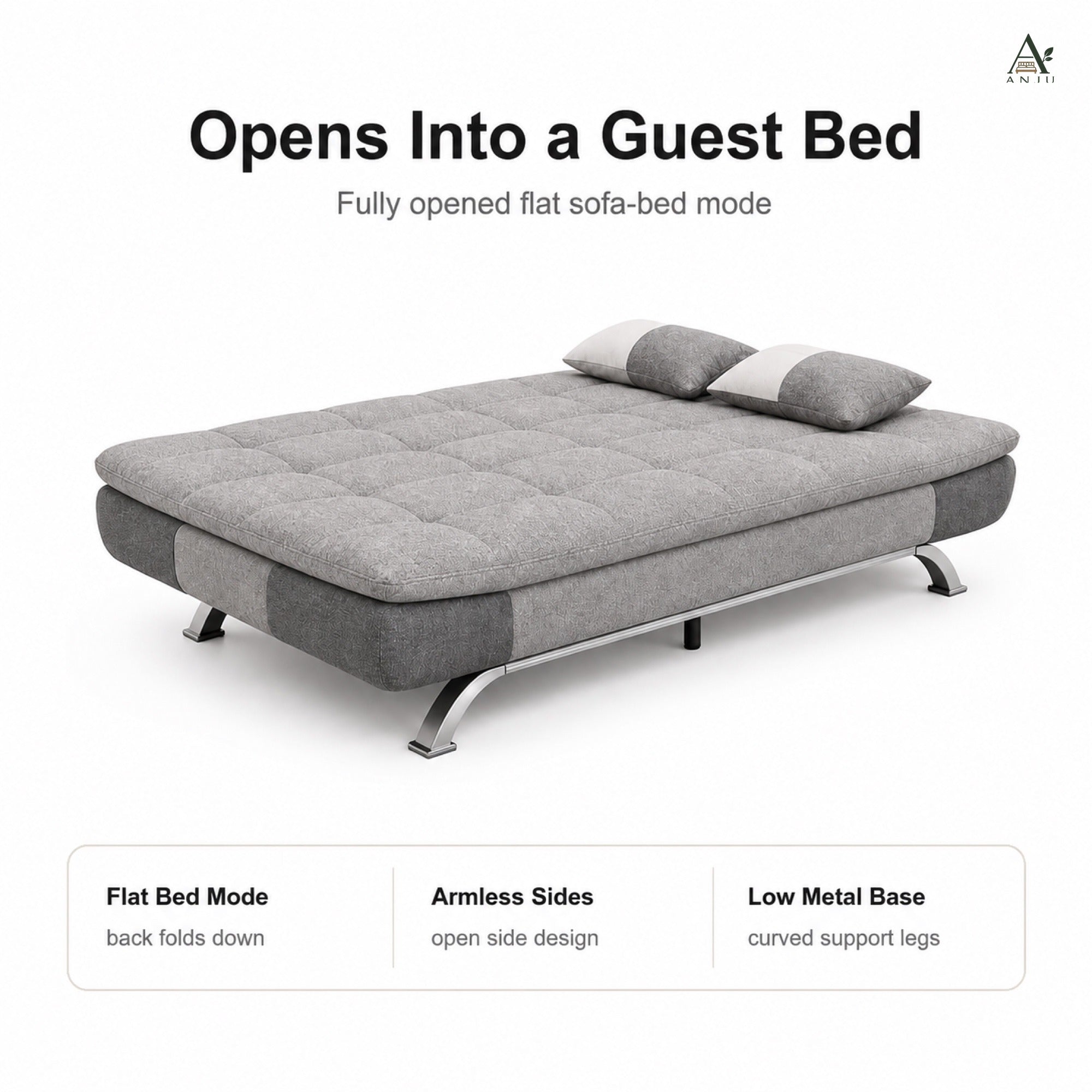 ANJU Convertible Sofa Bed with 2 Pillows for Small Singapore Homes