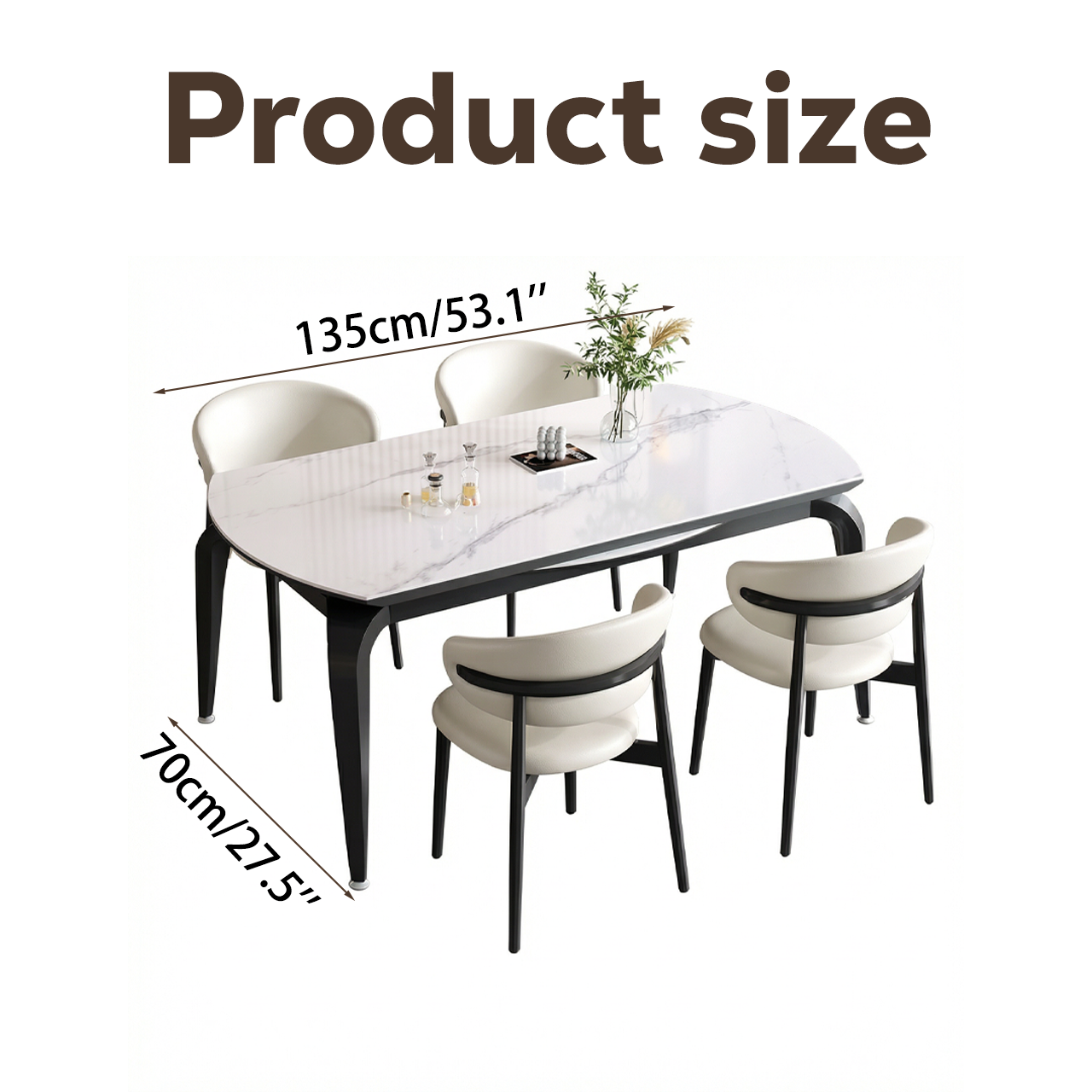 ANJU White Dining Table Set with 6 Chairs for Dining Room