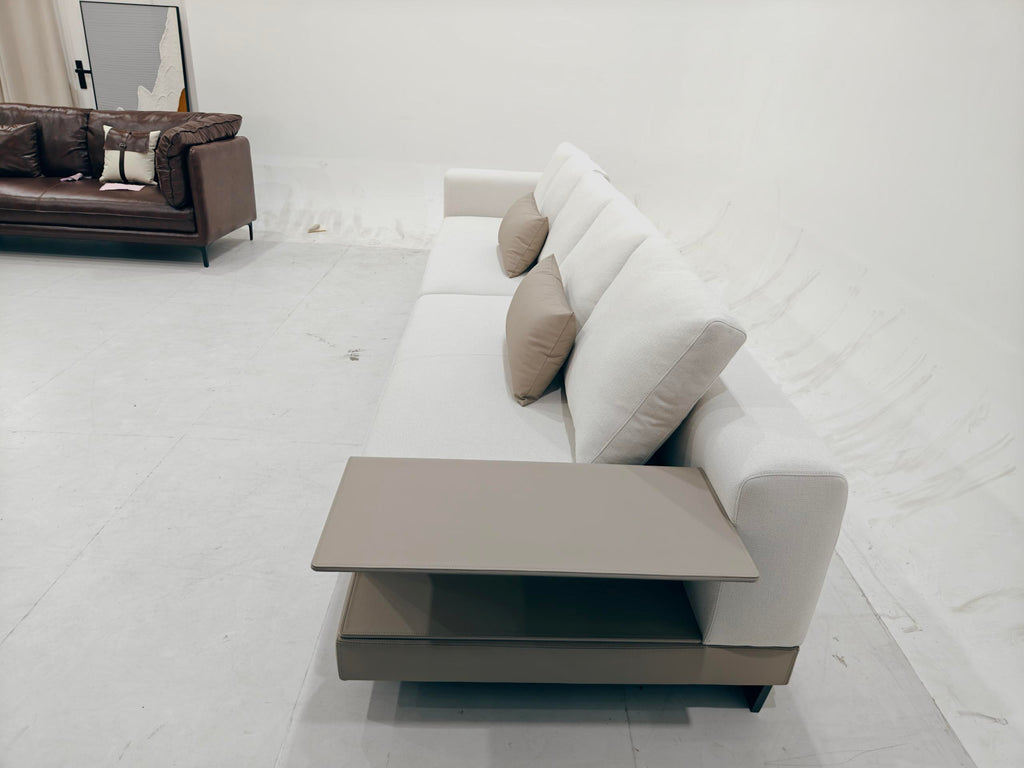 ANJU Modular Faux Leather Sofa with Shelf Arm and Raised Plinth Base, 140–380 cm