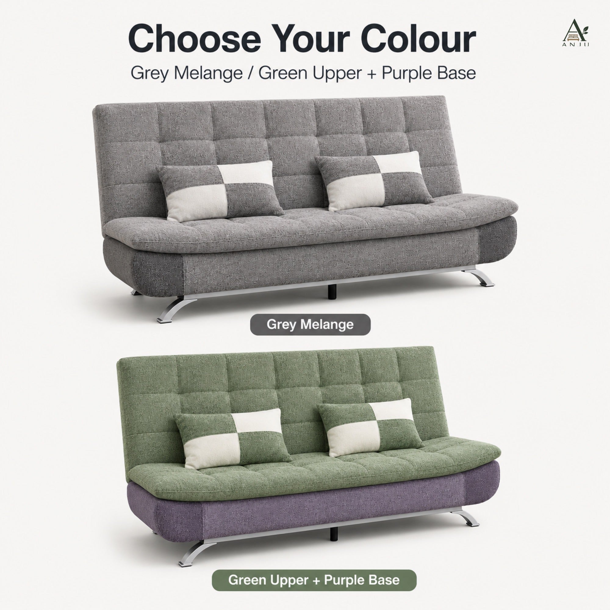 ANJU Convertible Sofa Bed with 2 Pillows for Small Singapore Homes