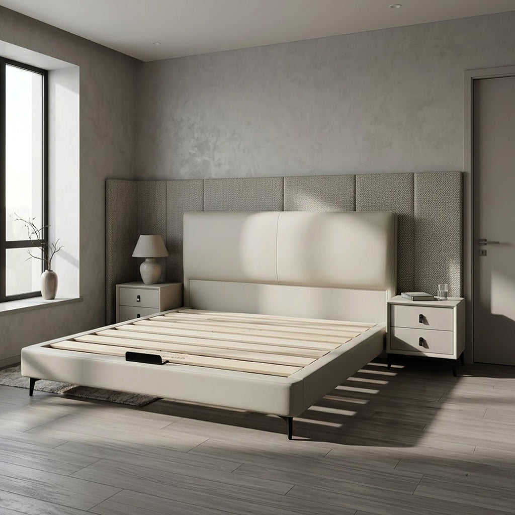 ANJU F610 Low Profile Bed Frame with Padded Headboard