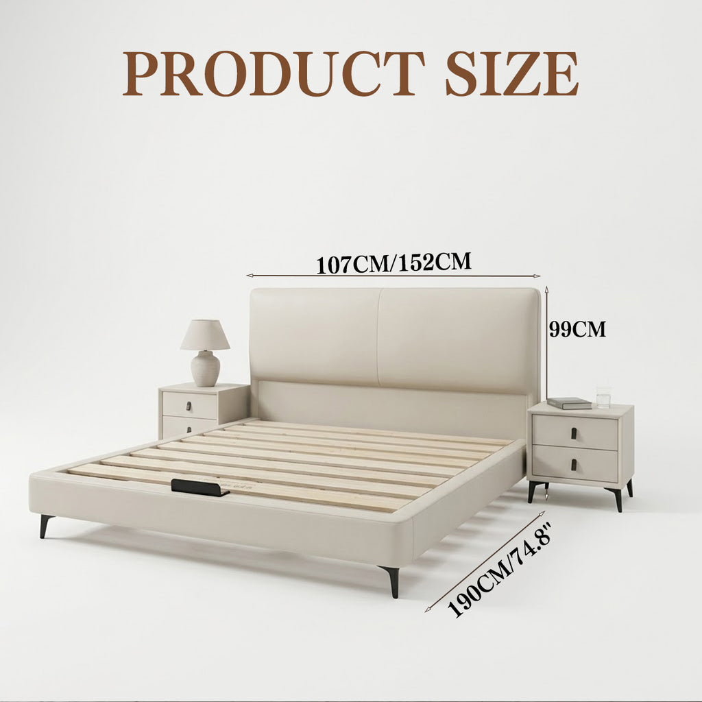 ANJU F610 Low Profile Bed Frame with Padded Headboard