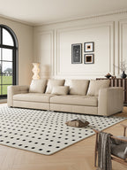 ANJU Boxy Square-Arm Sofa with Down-Blend Back Cushions, Faux or Top-Grain Leather, 250–350 cm