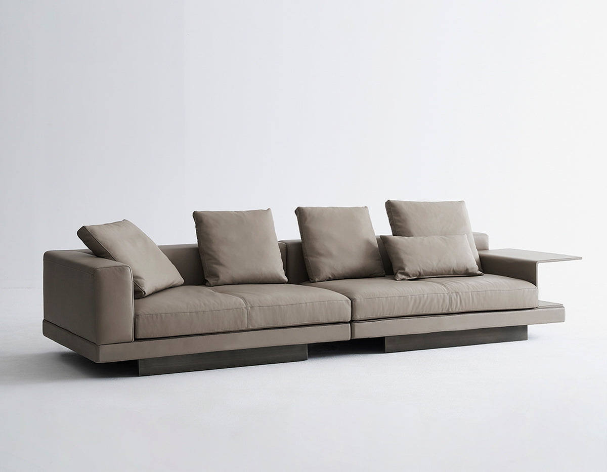 ANJU Modular Faux Leather Sofa with Shelf Arm and Raised Plinth Base, 140–380 cm
