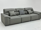 ANJU Headrest Sofa with Trimmed Wide Arms, Faux or Top-Grain Leather, 280–340 cm