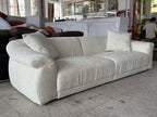 ANJU Rounded Pillow-Arm Fabric Sofa, 3 Fabric Grades, 245–345 cm
