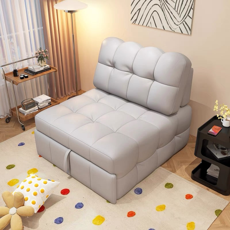ANJU Armless Pull Out Sofa Bed with Square-Tufted Seat, Single or 2-Seater, 80–190 cm