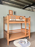 ANJU Wooden Double Decker Bed with Two Same-Width Bunks