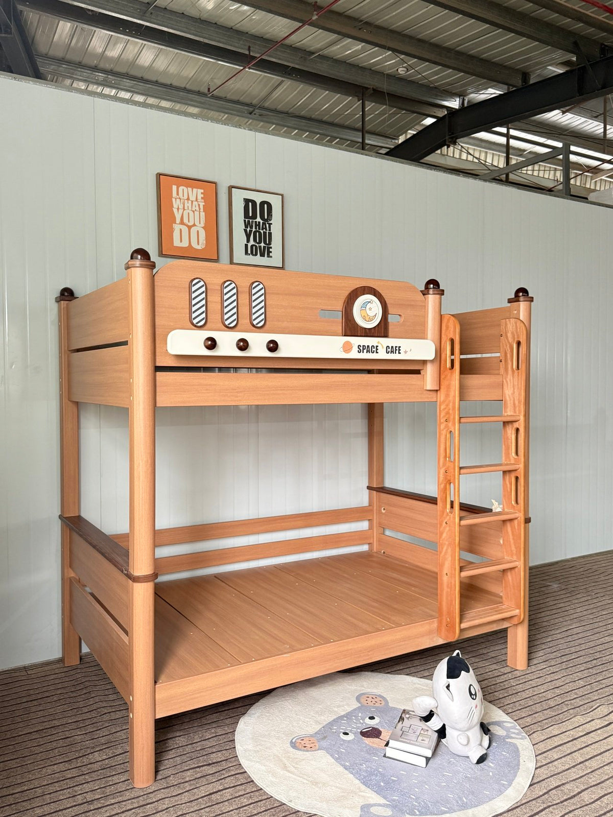 ANJU Wooden Double Decker Bed with Two Same-Width Bunks