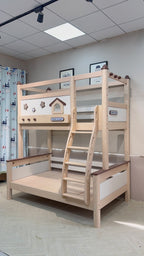 ANJU Wooden Canopy Bunk Bed with Optional Storage Stairs