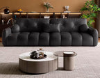 ANJU Channel-Tufted Suede-Feel Fabric Sofa with Pillow Back, 140–360 cm