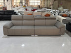 ANJU Adjustable Headrest Straight Sofa with Chrome Feet, Faux Leather, Tech or Suede-Feel Fabric, 130–360 cm