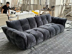 ANJU Channel-Tufted Chenille Sofa with Winged Arms, 140–328 cm