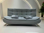 ANJU Foldable Sofa Bed with Button-Tufted Back and Chrome Angled Legs, Leather-Look Fabric, 183 cm