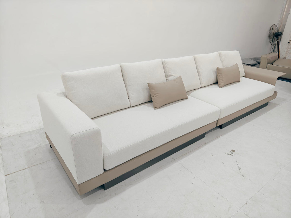 ANJU Modular Faux Leather Sofa with Shelf Arm and Raised Plinth Base, 140–380 cm