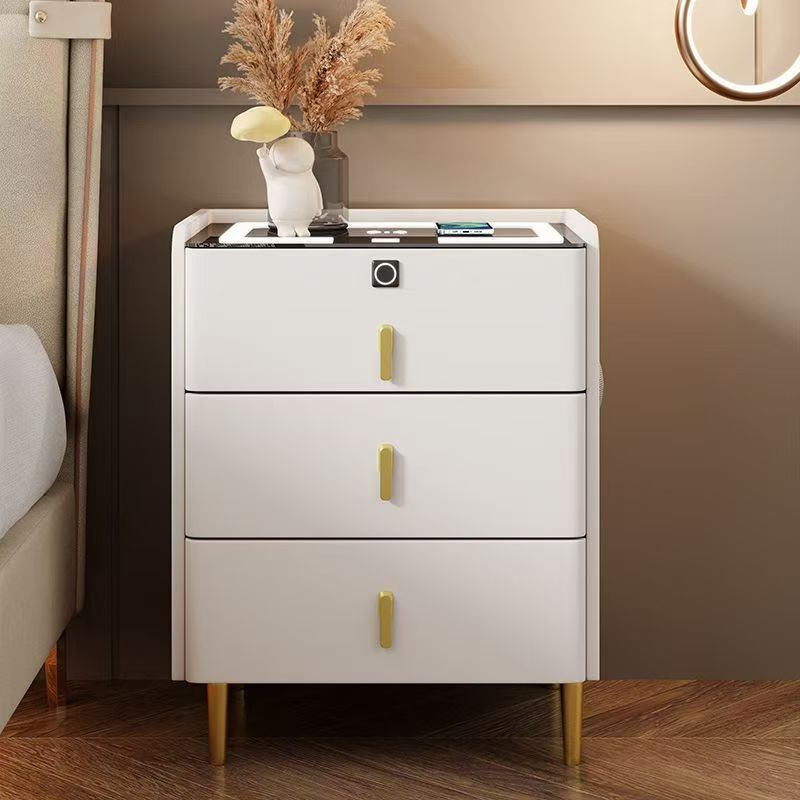 ANJU 3-Drawer Smart Bedside Table with Wireless Charging, Optional Speaker and Fingerprint Lock