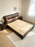 ANJU Wide Cushioned Headboard Storage Bed with Gas Lift Base and 2 Drawers, Queen or King