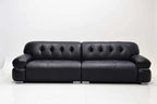 ANJU Puffy Rolled-Arm Faux Leather Sofa with Chrome Trim, 120–360 cm