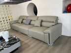 ANJU Headrest Sofa with Trimmed Wide Arms, Faux or Top-Grain Leather, 280–340 cm