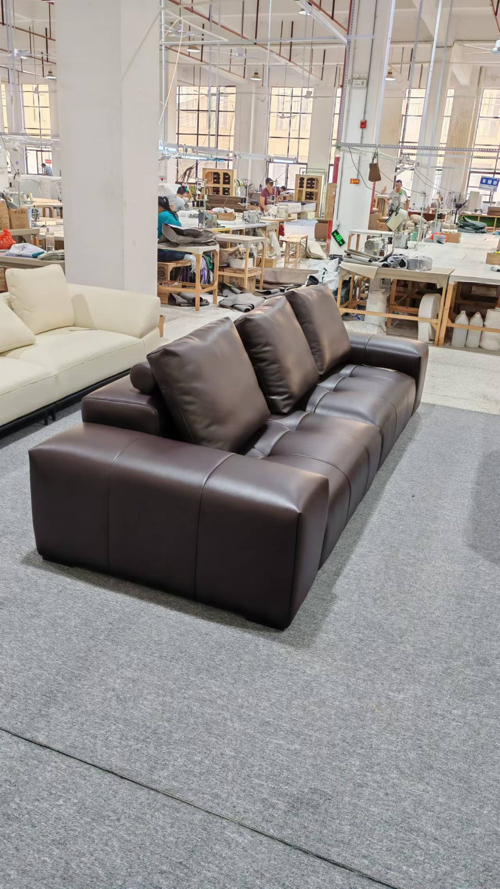 ANJU Low-Back Deep-Seat Faux Leather Sofa, 260–395 cm