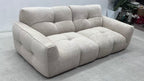 ANJU Block-Tufted Plump Low Sofa in Soft Textured Fabric, 220–380 cm