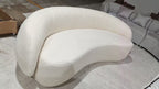 ANJU Curved Kidney Sofa in Boucle-Look Lamb Fleece or Velvet, 95–320 cm