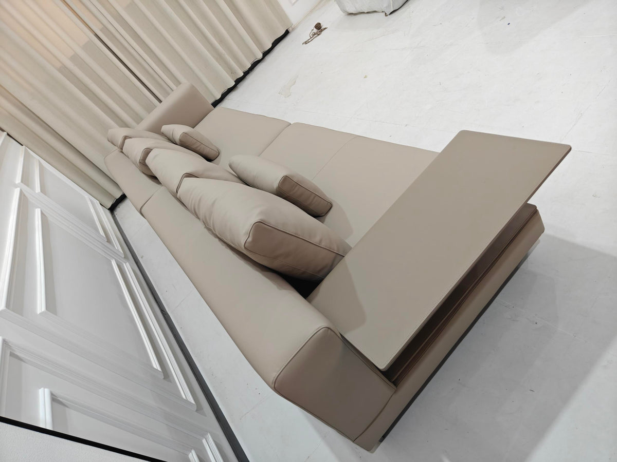 ANJU Modular Faux Leather Sofa with Shelf Arm and Raised Plinth Base, 140–380 cm