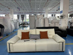 ANJU Button-Tufted Wide Faux Leather Sofa with Trimmed Arms, 130–380 cm