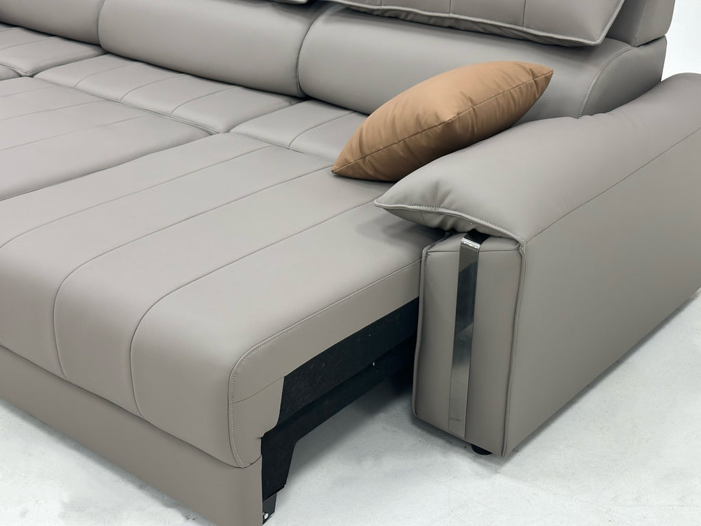 ANJU Electric Slide-Out Seat Sofa with Tilting Headrests, Faux or Top-Grain Leather, 212–420 cm