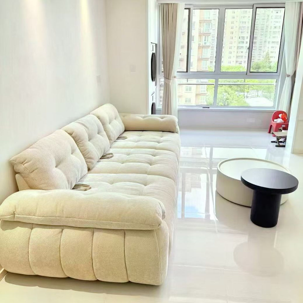 ANJU Button-Tufted Chenille Sofa, Multi-Section, 240–400 cm