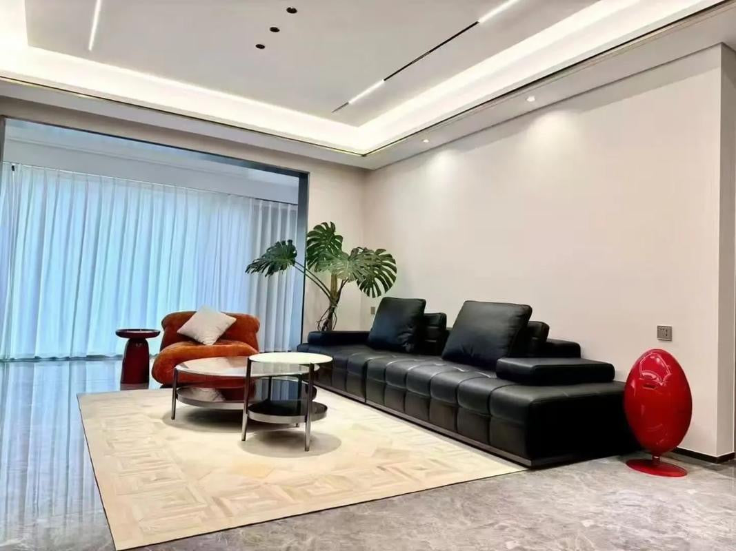 ANJU Premium Grid-Tufted Modular Sofa with Down Back Cushions, Faux or Top-Grain Leather, 252–420 cm