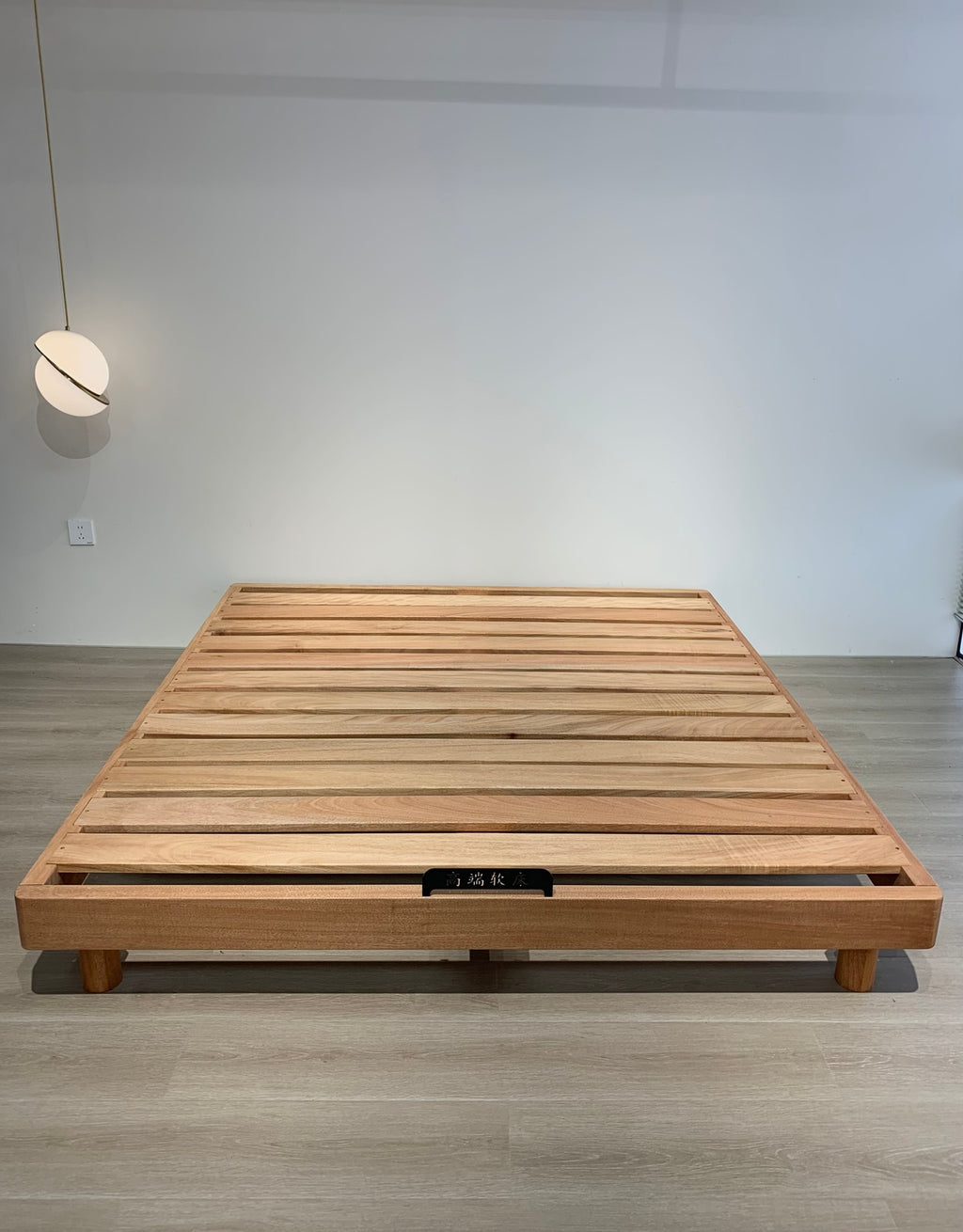 ANJU Solid Walnut Low Platform Bed Frame with Wide Slats, Japanese Tatami Style, Queen or King
