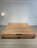ANJU Solid Walnut Low Platform Bed Frame with Wide Slats, Japanese Tatami Style, Queen or King