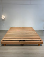 ANJU Solid Walnut Low Platform Bed Frame with Wide Slats, Japanese Tatami Style, Queen or King