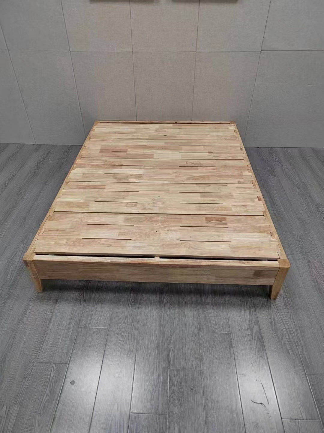 ANJU Oak Dovetail Joint Platform Bed, Low Japanese Bed Frame with Solid Oak Board, Super Single to King