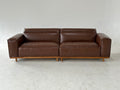 ANJU Oil-Wax Faux Leather Sofa with Headrests and Wooden Base, 270 cm