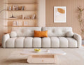 ANJU Channel-Tufted Suede-Feel Fabric Sofa with Pillow Back, 140–360 cm