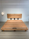 ANJU Solid Walnut Platform Bed with Floating Wooden Headboard, Low Japanese Bed Frame, Queen or King