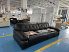 ANJU Puffy Rolled-Arm Faux Leather Sofa with Chrome Trim, 120–360 cm