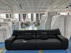ANJU Biscuit-Tufted Plush Sofa, Faux or Top-Grain Leather, 130–400 cm
