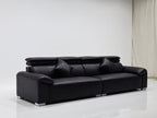 ANJU Adjustable Headrest Straight Sofa with Chrome Feet, Faux Leather, Tech or Suede-Feel Fabric, 130–360 cm