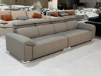 ANJU Adjustable Headrest Straight Sofa with Chrome Feet, Faux Leather, Tech or Suede-Feel Fabric, 130–360 cm