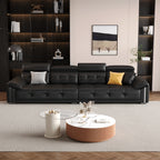ANJU Four-Headrest Tufted Faux Leather Sofa with Metal Arm Trim, 126–400 cm