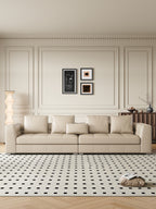 ANJU Boxy Square-Arm Sofa with Down-Blend Back Cushions, Faux or Top-Grain Leather, 250–350 cm
